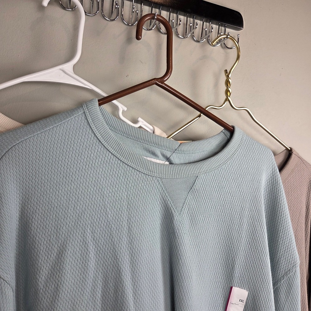 Goodfellow & Co Minimalist 3 Pack Textured Crew Neck Long Sleeve Shirt XXL NWT